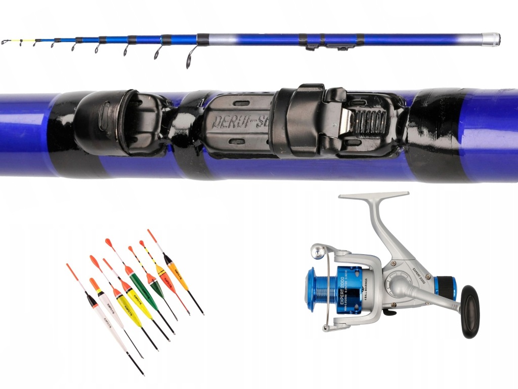 Zestaw Wędkarski Rumpol Tele Rod 3,9m Kołowrotek Expert 2000 5 Spławików