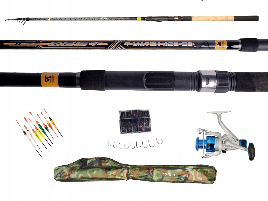Zestaw Wędkarski Rumpol Telematch 4,2m Carbon Kołowrotek Pokrowiec 130cm